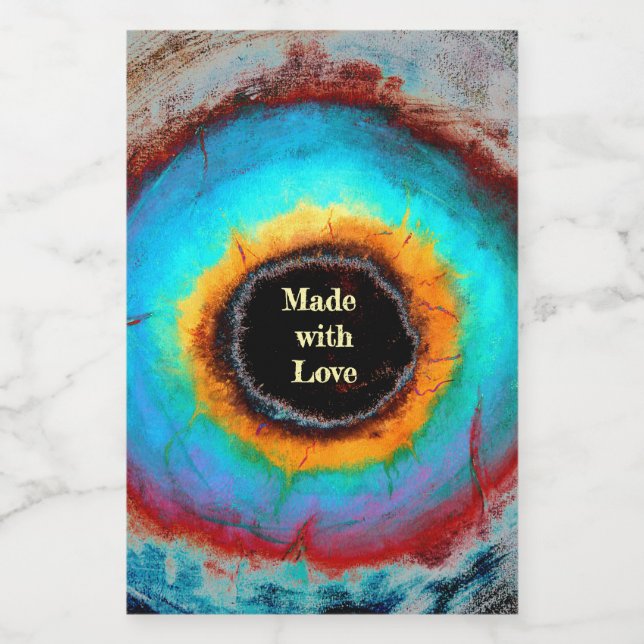 Ethereal Cosmic Eye Monogram Vibrant Abstract Art Food Label (Single Label)