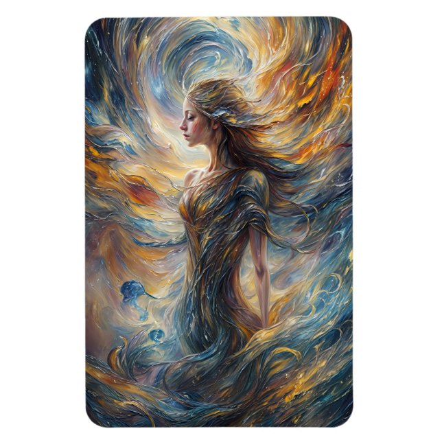 Ethereal Cosmic Goddess Abstract Portrait Art Magnet (Vertical)