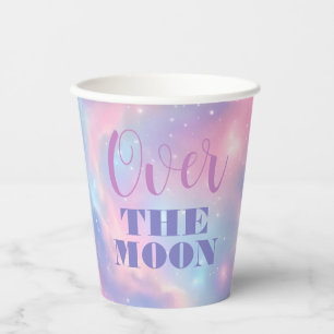Ethereal Cosmic Pastel Pink Blue Galaxy Stars Paper Cups