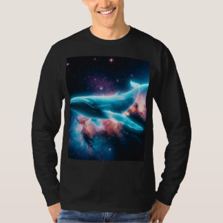 Ethereal Cosmic Whale in Galactic Space Art T-Shirt