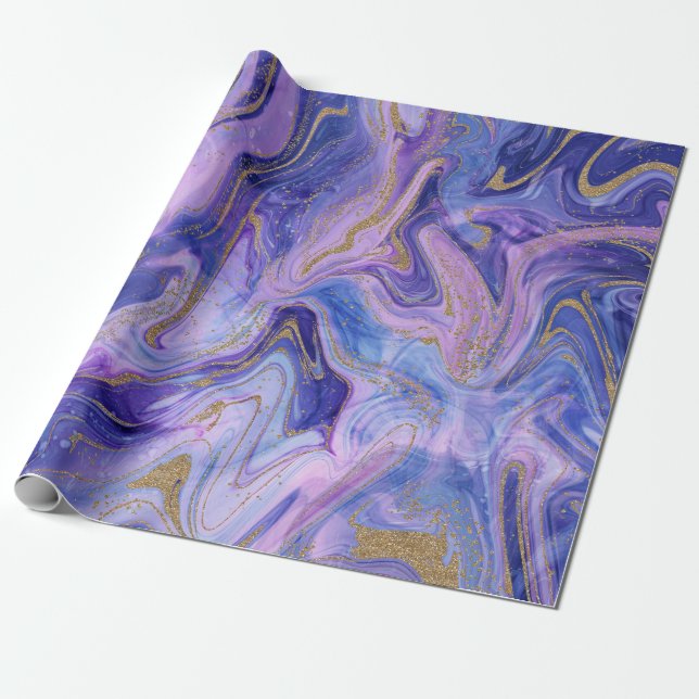 Ethereal Cotton Candy Marble Watercolor Fantasy Wrapping Paper (Unrolled)