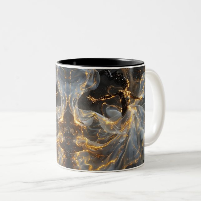 Ethereal Dance Of Light, Enchanting Art, Gift for  Two-Tone Coffee Mug (Front Right)