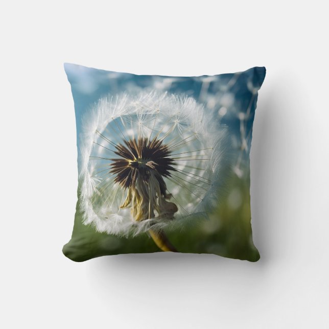 Ethereal Dandelion Dreams Elegant Botanical  Cushion (Front)