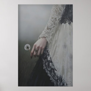 Ethereal Dandelion Wish Gothic Lady Art Dark Poster