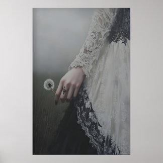 Ethereal Dandelion Wish Gothic Lady Art Dark Poster