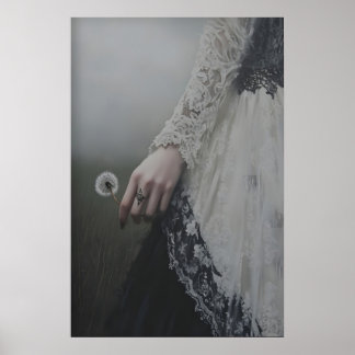 Ethereal Dandelion Wish Gothic Lady Art Dark Poster