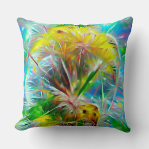 Ethereal Dandelions in Neon Dreamscape Cushion