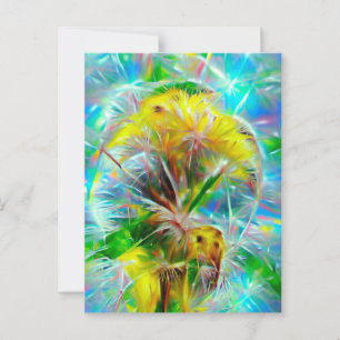 Ethereal Dandelions in Neon Dreamscape Postcard