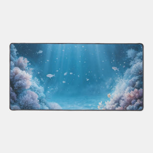 Ethereal Deep Sea Coral Reef Light Ray Desk Mat