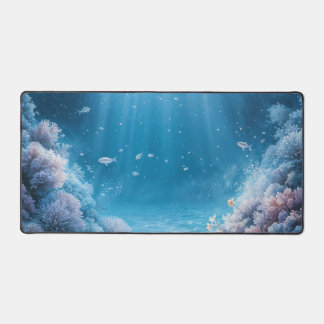 Ethereal Deep Sea Coral Reef Light Ray Desk Mat