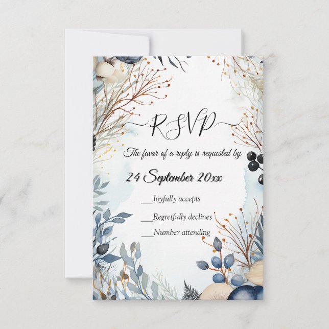 Ethereal Delicate Watercolor Serene Foliage   RSVP Card (Front)