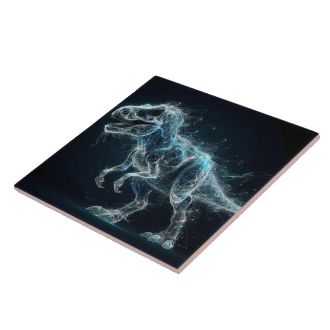 Ethereal Dinosaur in a Mystical Setting Ceramic Tile (Side)