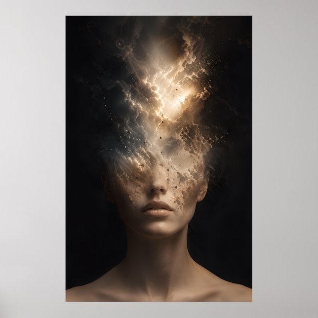 Ethereal Dissolving Face Portrait | Surreal Spirit Poster (Front)