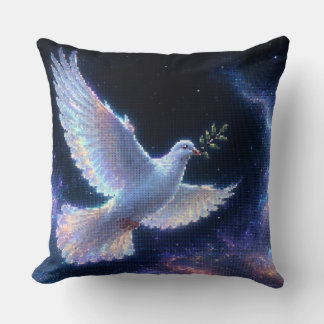 Ethereal Dove of Peace in Cosmic Light Cushion