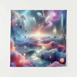 Ethereal Dreamscape with Floating Objects Tapestry