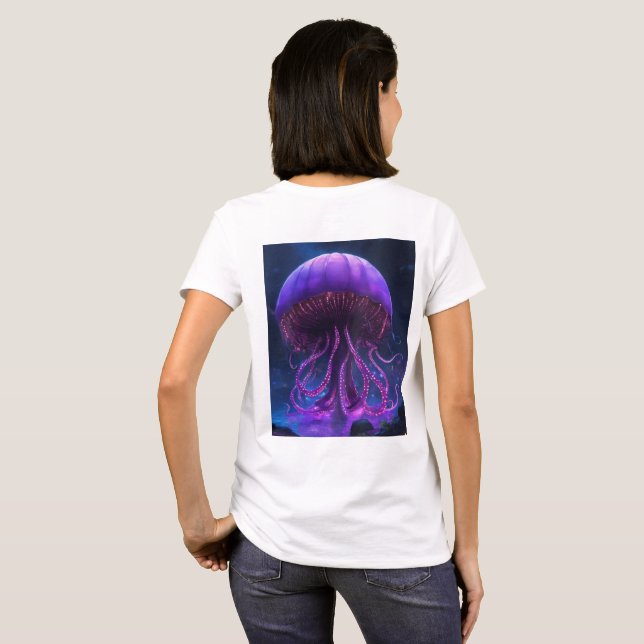 "Ethereal Drifters: Jellyfish on Pale Black Canvas T-Shirt (Back Full)