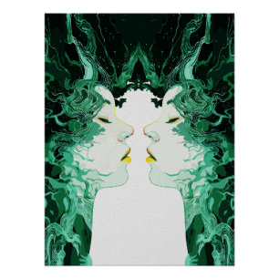 Ethereal Duality – Surreal Mirror Reflection Poster