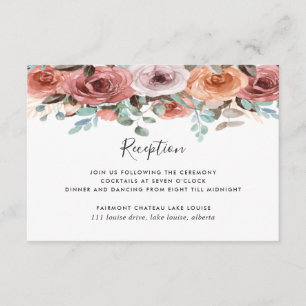 Ethereal Dusty Blue,Blush Floral Wedding Reception Enclosure Card