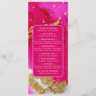 Ethereal Elegance: Hot Pink Geode-Inspired Wedding Program