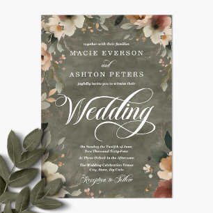 Ethereal Elegance Sage Whisper Watercolor Wedding Invitation