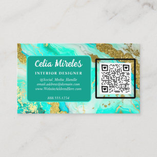 Ethereal Elegance Turquoise Geode Logo QR Code Enclosure Card