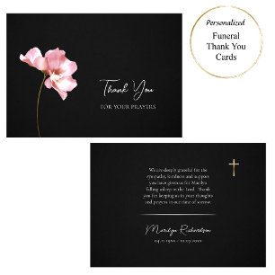 Ethereal Elegant Pink Flower Orthodox Funeral Thank You Card