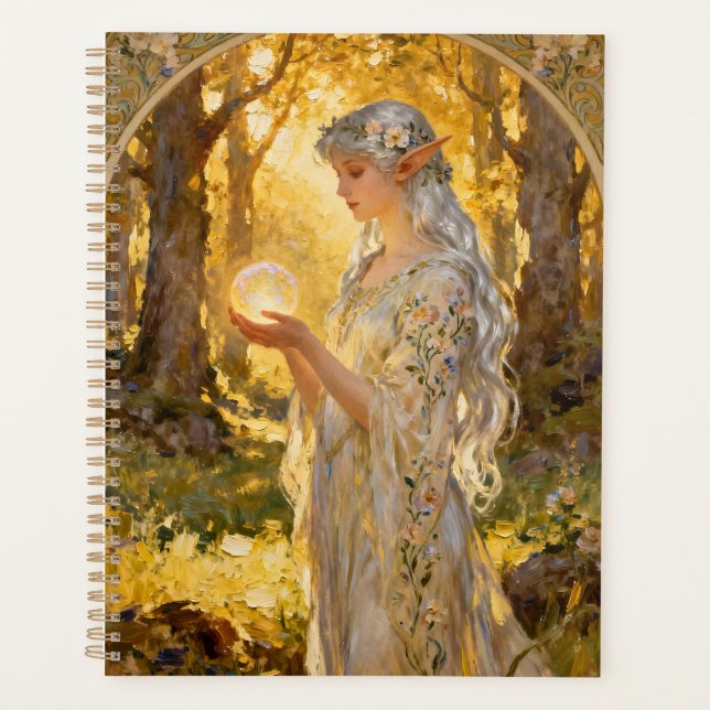 Ethereal Elf Maiden in Art Nouveau Style Planner (Front)
