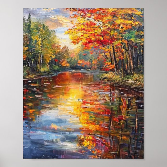Ethereal Embers: A Symphony of Autumnal Reflection Poster (Front)