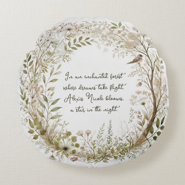 Ethereal Enchanted Forest Round Cushion (Front)