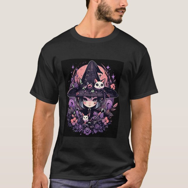 Ethereal Enigma Halloween Witch Graphic Long Sleev T-Shirt (Front)