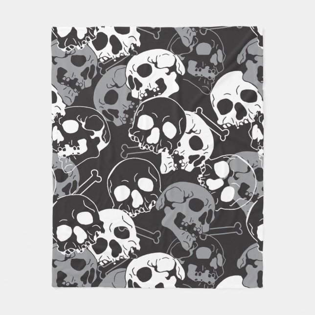 Ethereal Enigma: Intricate Patterned Skull Design Fleece Blanket (Front)