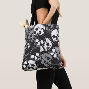 Ethereal Enigma: Intricate Patterned Skull Design Tote Bag