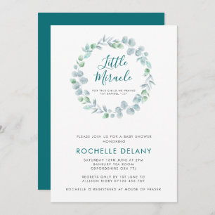 Ethereal Eucalyptus Wreath Scripture Baby Shower Invitation