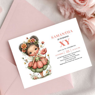 Ethereal Fairy Girl Birthday Pink Floral invite