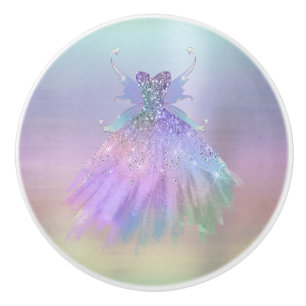 Ethereal Fairy Gown   Rainbow Ombre Pastel Sheen Ceramic Knob