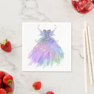 Ethereal Fairy Gown   Rainbow Ombre Pastel Sheen Napkin