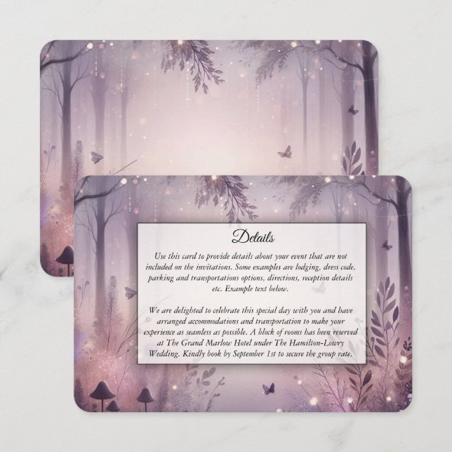 Ethereal Fairy Lights Forest Wedding Enclosure Card (Front/Back)