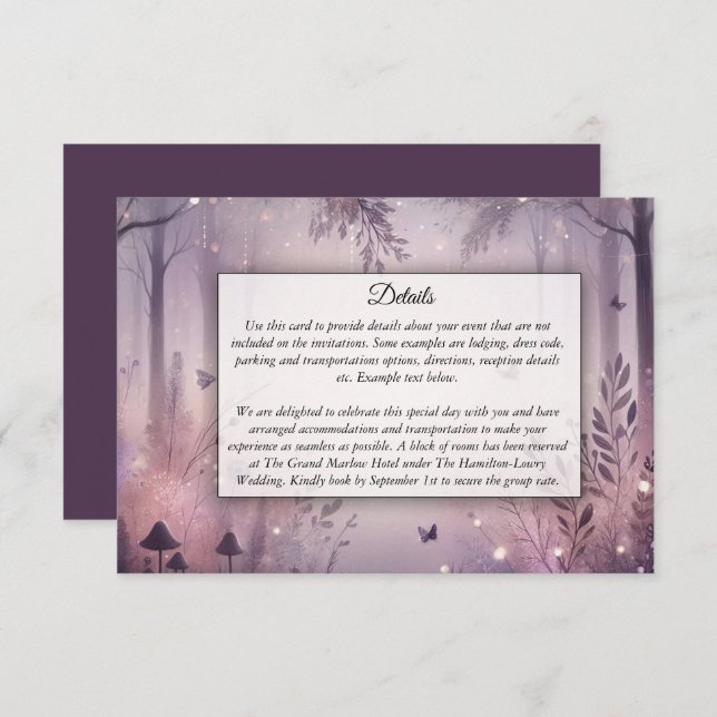 Ethereal Fairy Lights Forest Wedding Enclosure Card (Front/Back)