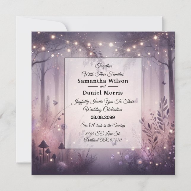 Ethereal Fairy Lights Forest Wedding Invitation (Front)