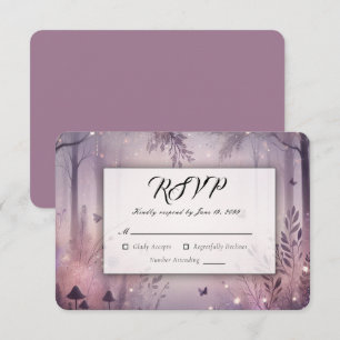 Ethereal Fairy Lights Forest Wedding RSVP Card