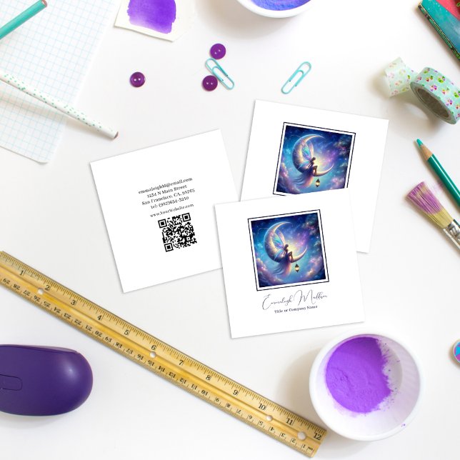 Ethereal Fairy Moon Goddess Jewellery Delights Square Business Card (Creator Uploaded)