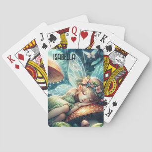 Ethereal Fairy Sleeping on a Mushroom Personalised Playing Cards