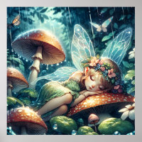 Ethereal Fairy Sleeping on a Mushroom