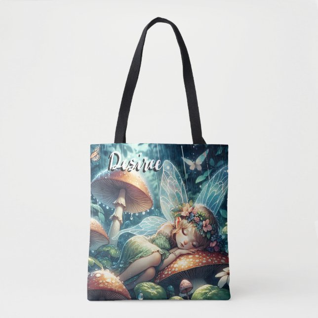 Ethereal Fairy Sleeping on a Mushroom Tote Bag (Front)
