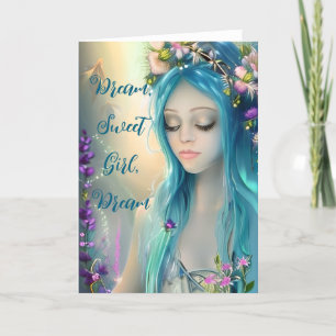 Ethereal Fantasy Art   Beautiful Blue Fairy  Card