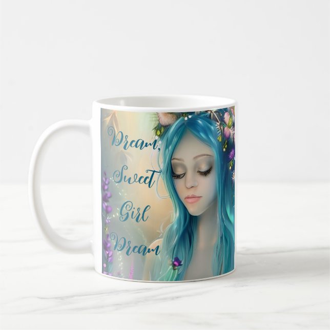 Ethereal Fantasy Art | Beautiful Blue Fairy  Coffee Mug (Left)