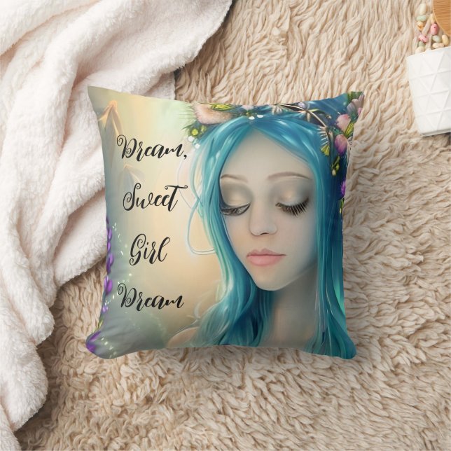 Ethereal Fantasy Art | Beautiful Blue Fairy  Cushion (Blanket)