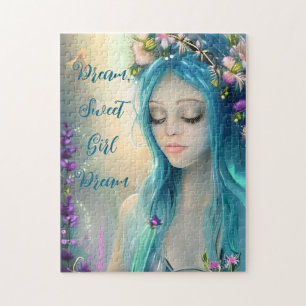 Ethereal Fantasy Art   Beautiful Blue Fairy  Jigsaw Puzzle