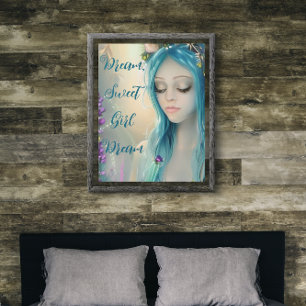 Ethereal Fantasy Art   Beautiful Blue Fairy  Poster