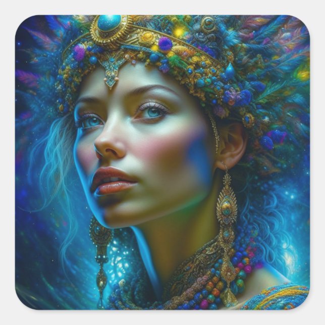 Ethereal Fantasy Art Princess Warrior Beautiful   Square Sticker (Front)